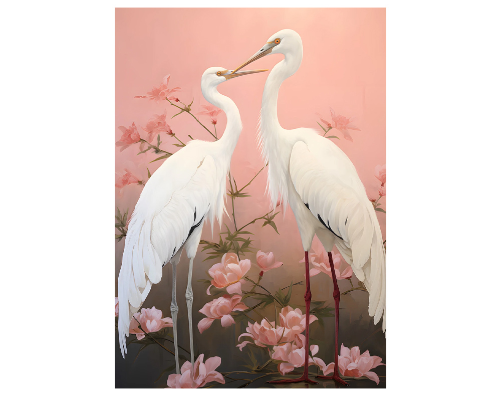 PINK LOVE BIRDS Wanddecoratie